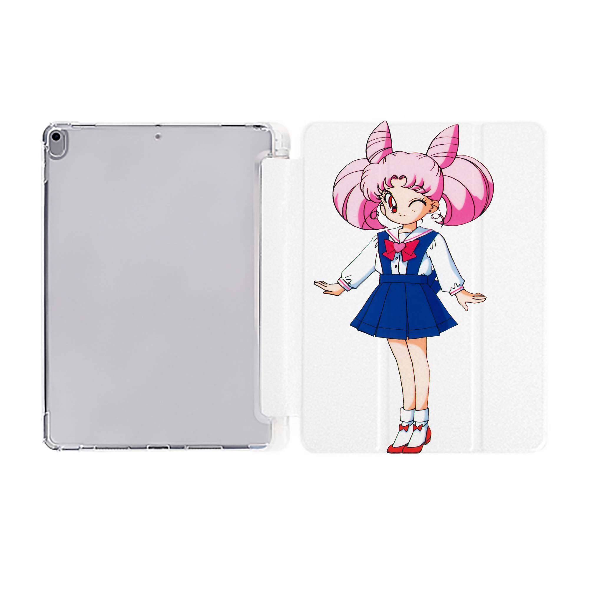 （画像用） 美少女戦士セーラームーン ちびうさ Sailor Moon Chibiusa Tsukino Usagi Small Lady Serenity IPad ケース ペン収納付き 三つ折りスタンド PUレザー×シリコン 対応機種9.5/10.5/10.9インチ